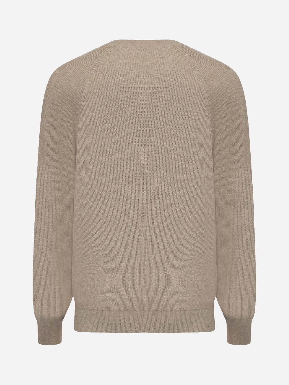 BRUNELLO CUCINELLI Maglia girocollo in cotone beige Nuovo