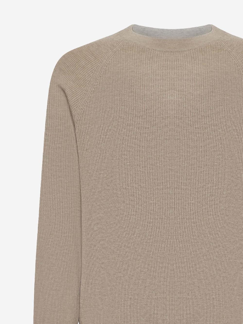 BRUNELLO CUCINELLI Maglia girocollo in cotone beige Nuovo