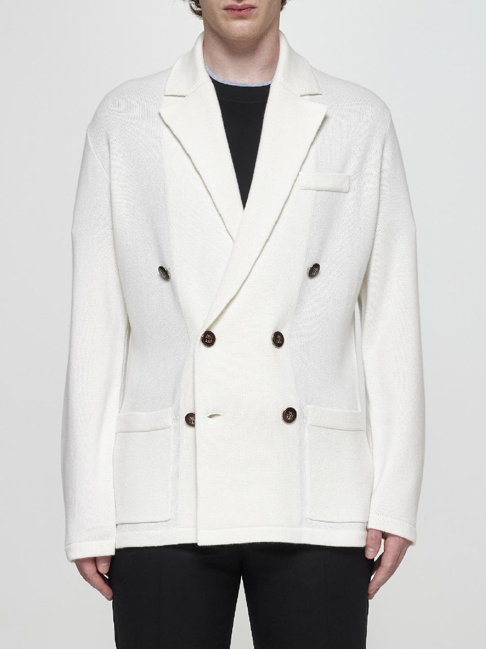 BRUNELLO CUCINELLI Cardigan stile giacca in cashmere bianco Affare Del Giorno