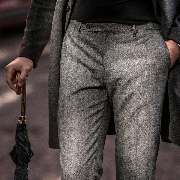 Rota Winter Grey herringbone flannel trousers Convenienza