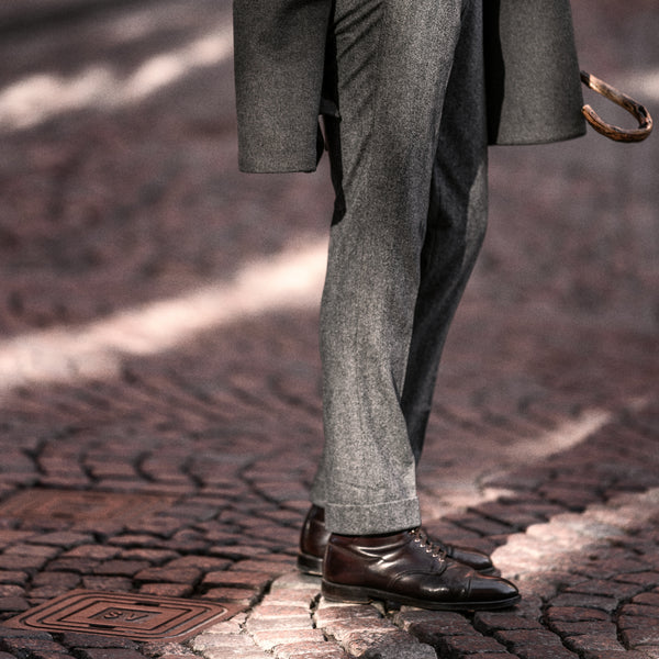 Rota Winter Grey herringbone flannel trousers Convenienza