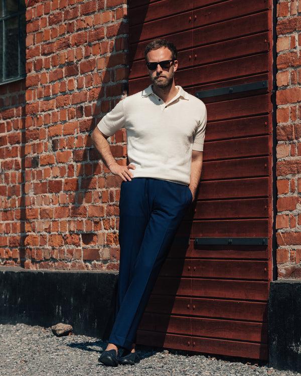 Rota Summer Medium blue pair of regular fit wool trousers 2025