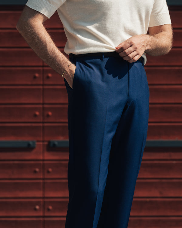 Rota Summer Medium blue pair of regular fit wool trousers 2025