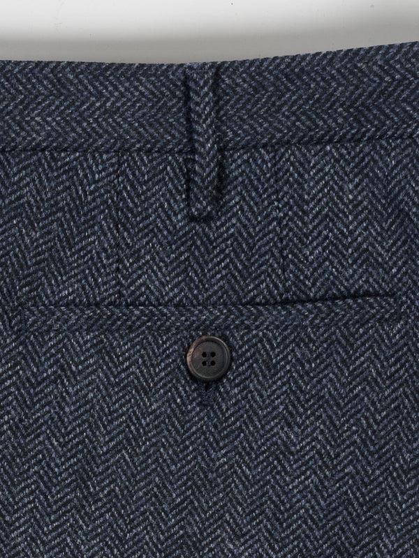 Rota Winter Blue melange herringbone wool cashmere trousers Convenienza