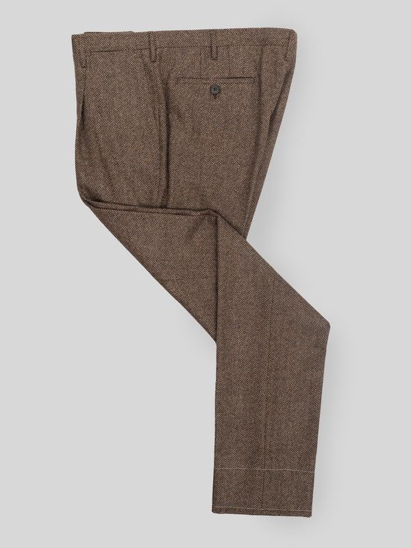 Rota Winter Brown herringbone wool cashmere trousers Discount Store per i nuovi prodotti