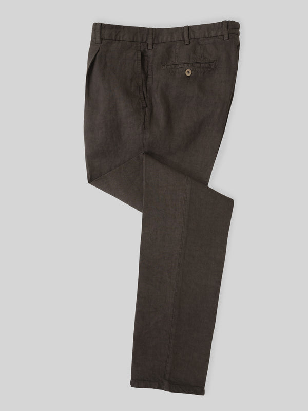 Rota Sport Summer Brown linen sport trousers 1 pleat Offerta