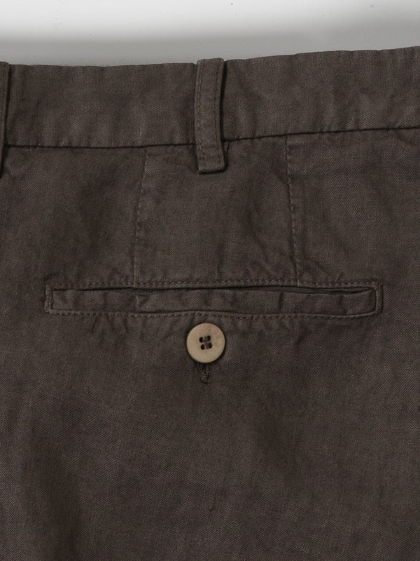 Rota Sport Summer Brown linen sport trousers 1 pleat Offerta