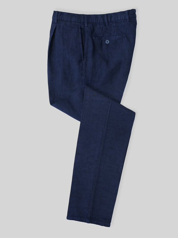 Rota Sport Summer Blue linen sport trousers 1 pleat Economico