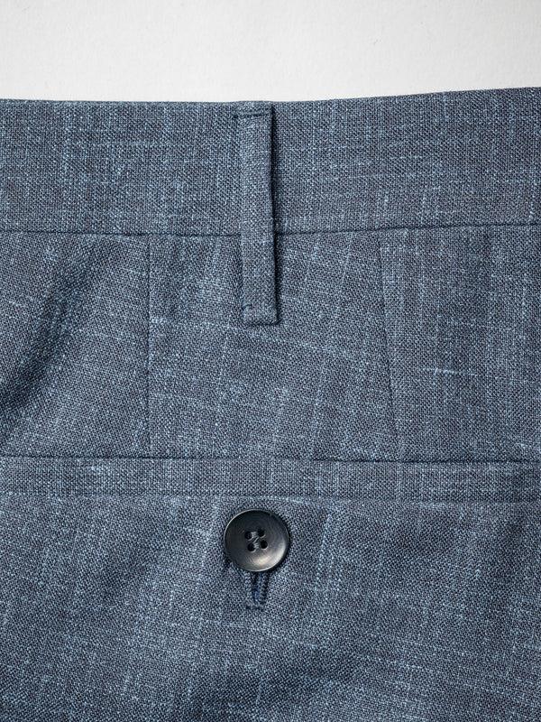 Rota Summer Dark blue pair of regular fit Loro Piana wool silk linen trousers In Vendita