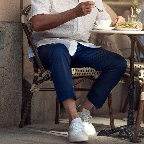 Rota Summer Blue lightweight cotton elastan trousers Spedizione gratuita