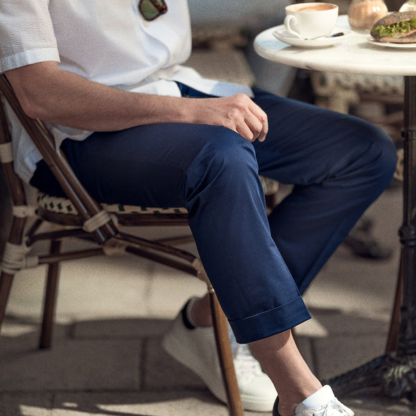Rota Summer Blue lightweight cotton elastan trousers Spedizione gratuita
