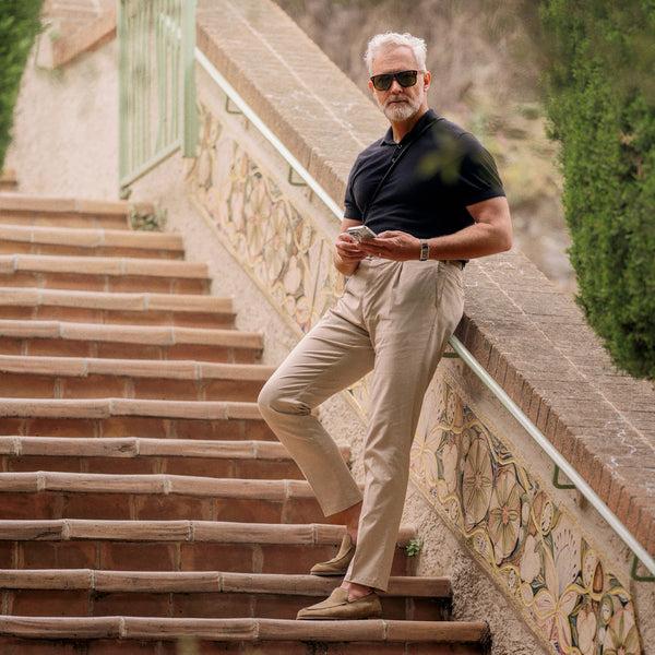 Rota Sport Summer Beige cotton supima sport trousers 1 pleat Negozio online di fabbrica