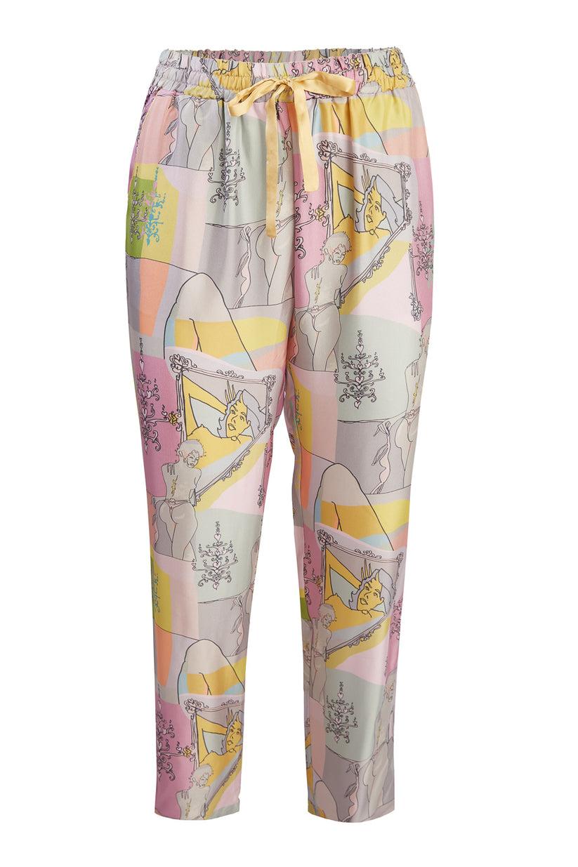 Sans Tabù Pantaloni lunghi in pura seta “Specchio delle mie brame” - Rose Sostegno trimestrale