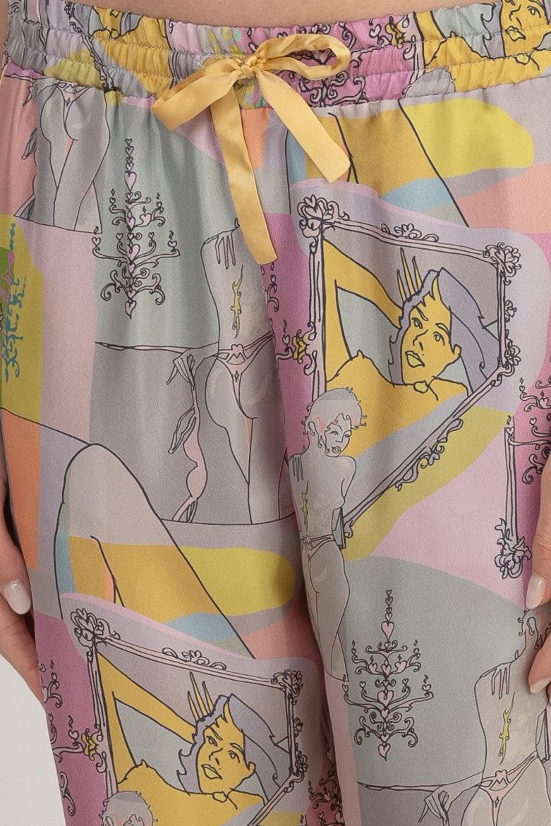 Sans Tabù Pantaloni lunghi in pura seta “Specchio delle mie brame” - Rose Sostegno trimestrale