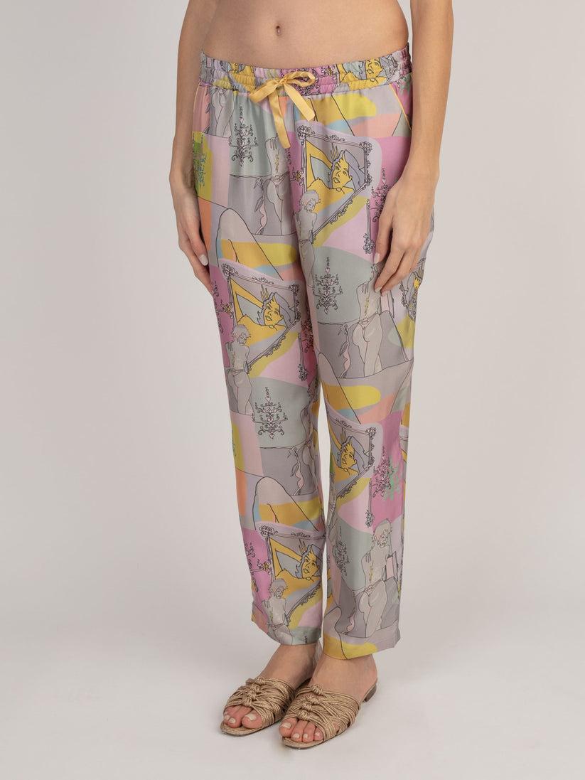 Sans Tabù Pantaloni lunghi in pura seta “Specchio delle mie brame” - Rose Sostegno trimestrale