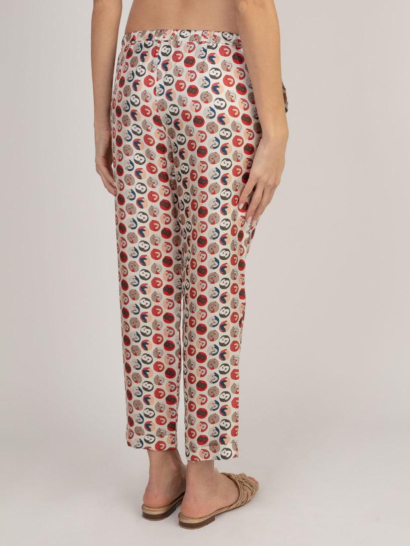 Sans Tabù Pantaloni lunghi in pura seta “Il Bacio Piccolo” - Steel Super sconto