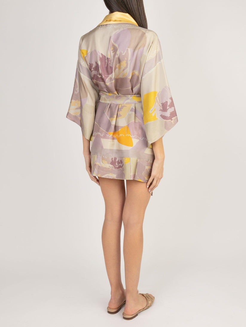 Sans Tabù Kimono corto in pura seta manica lunga "Pillow Talk" - Dawn 50% di sconto con spedizione gratuita
