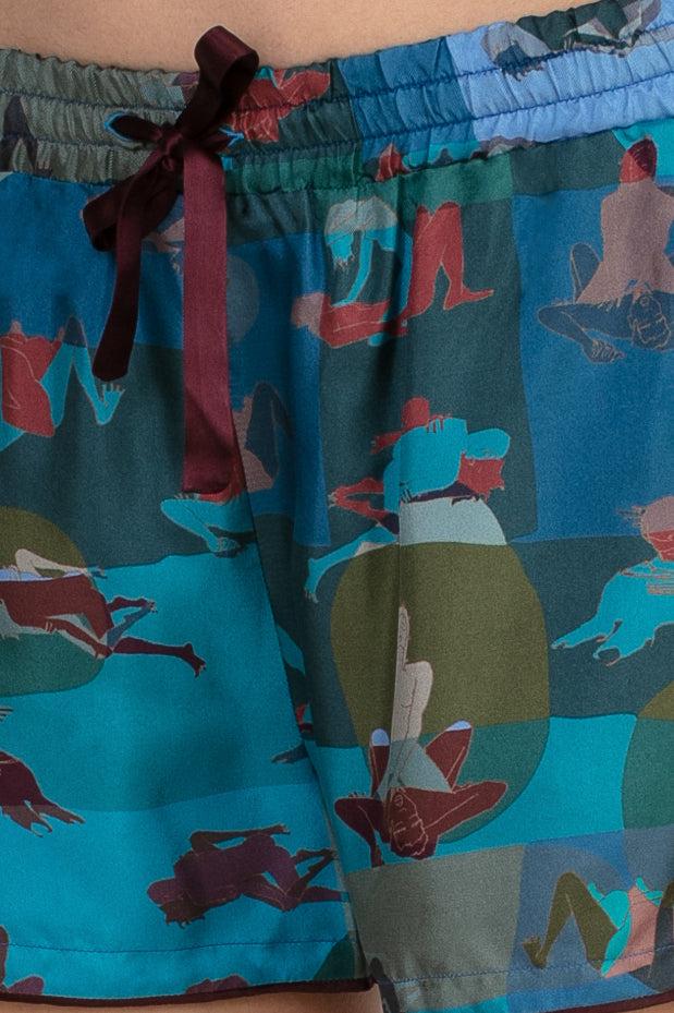 Sans Tabù Pantaloncini corti pura seta “L’amore” - Midnight Sconti questo mese