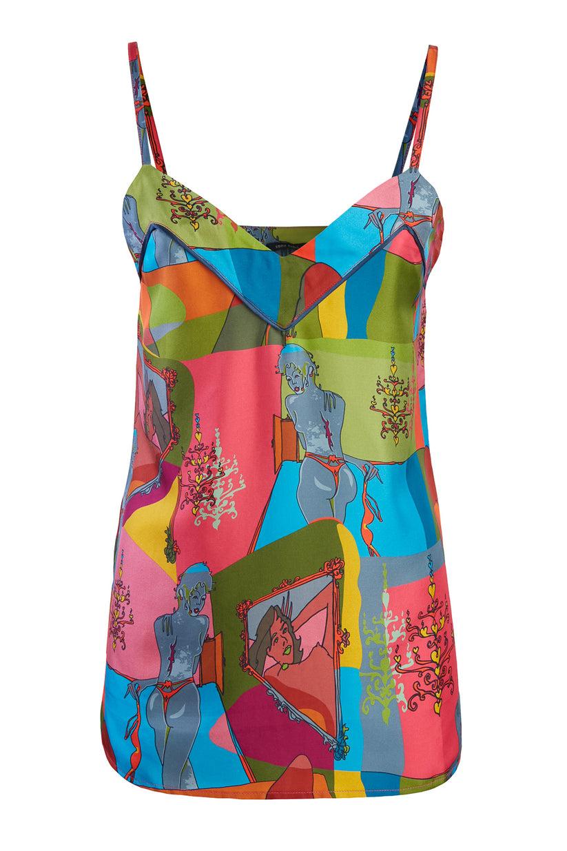 Sans Tabù Top spallino sottile pura seta “Specchio Delle Mie Brame” - Dark Rose Promozione