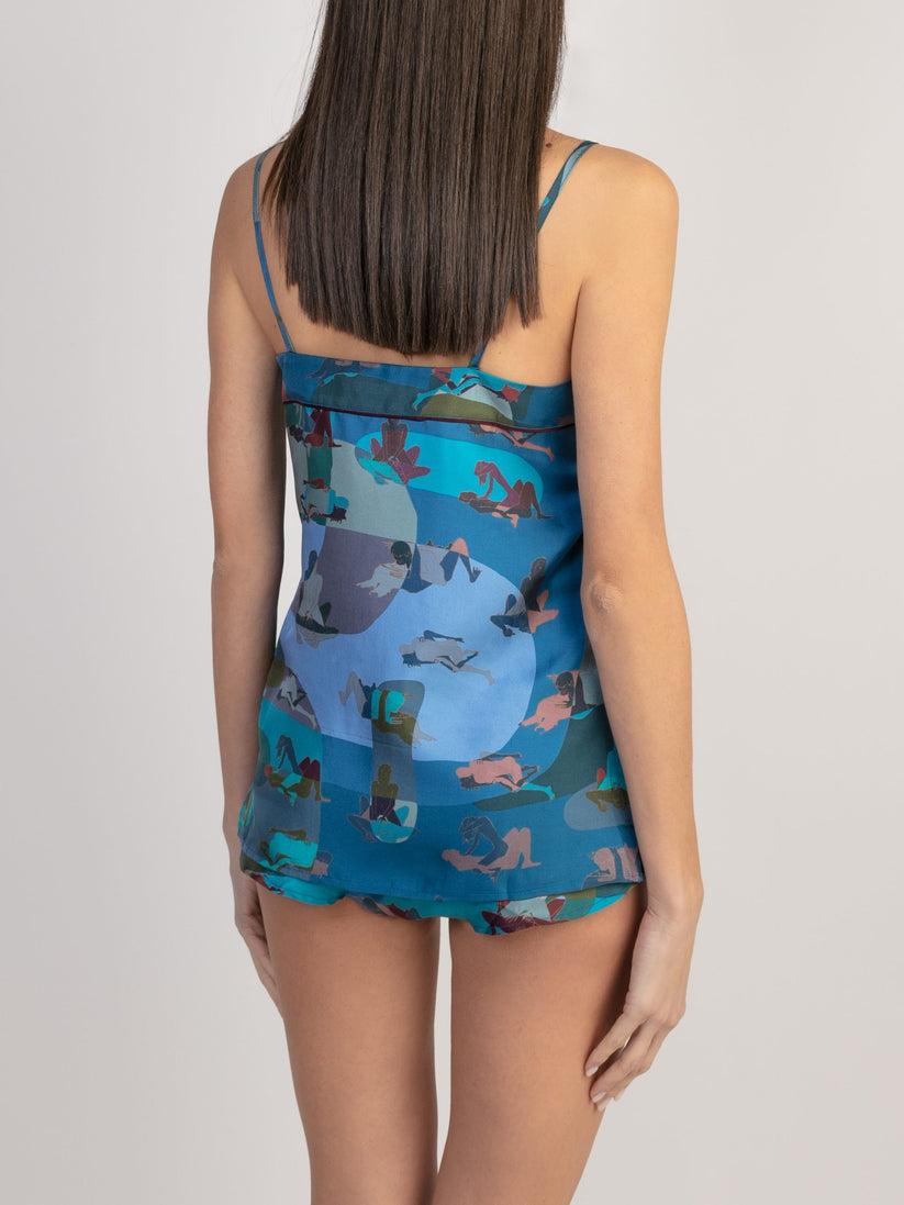 Sans Tabù Top spallino sottile pura seta “L'amore” - Midnight Soddisfazione Garantita