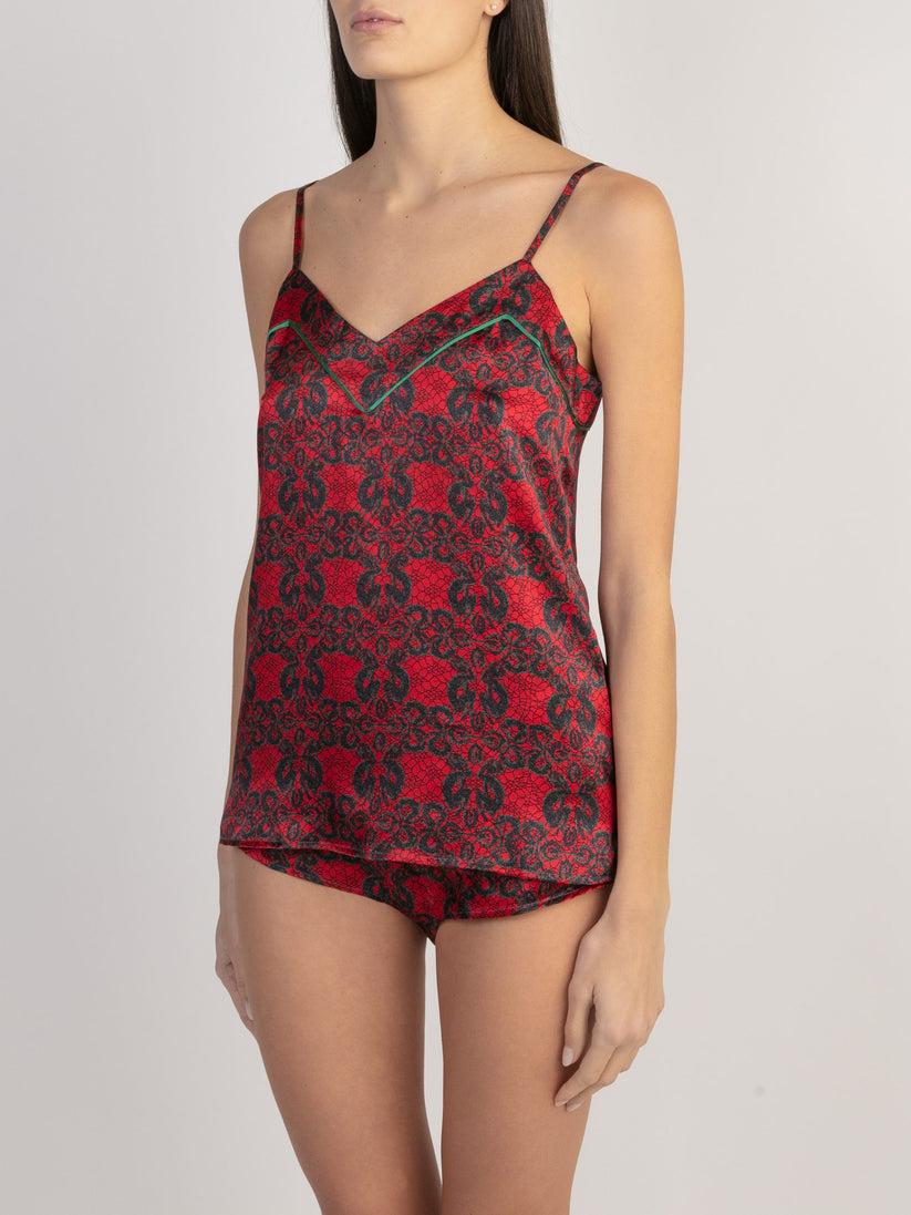 Sans Tabù Top spallino sottile pura seta “Enlace” - Lipstick Prezzo Ridotto