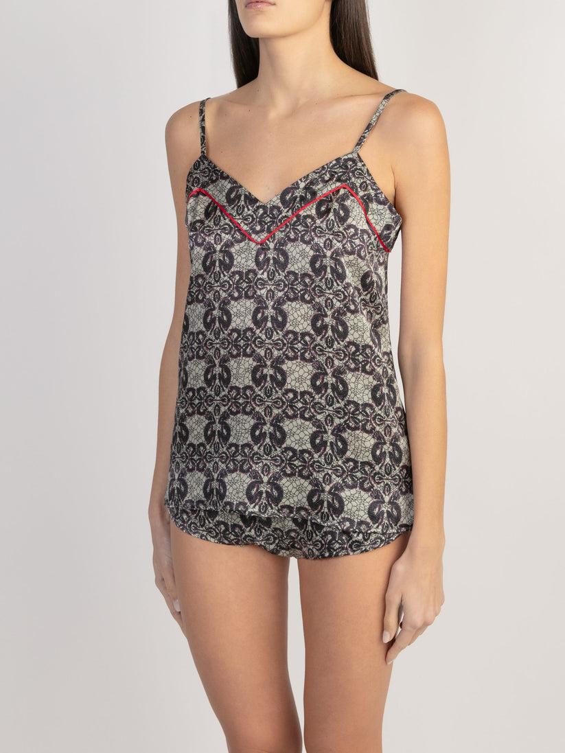 Sans Tabù Top spallino sottile pura seta “Enlace” - Pearl Sottocosto