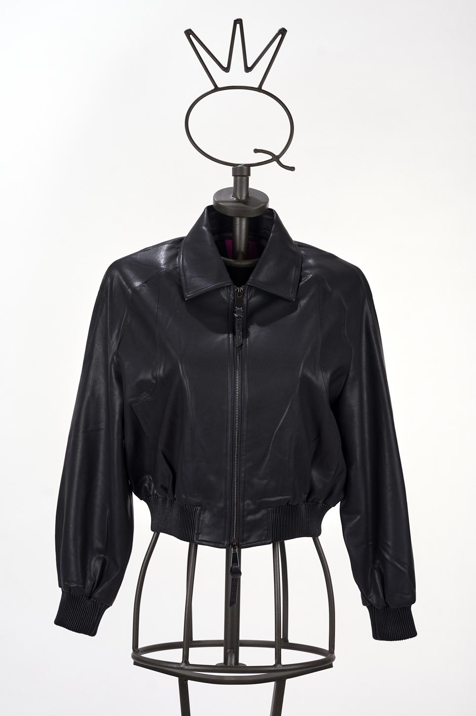 Save The Queen Bomber in ecopelle nera Saldi
