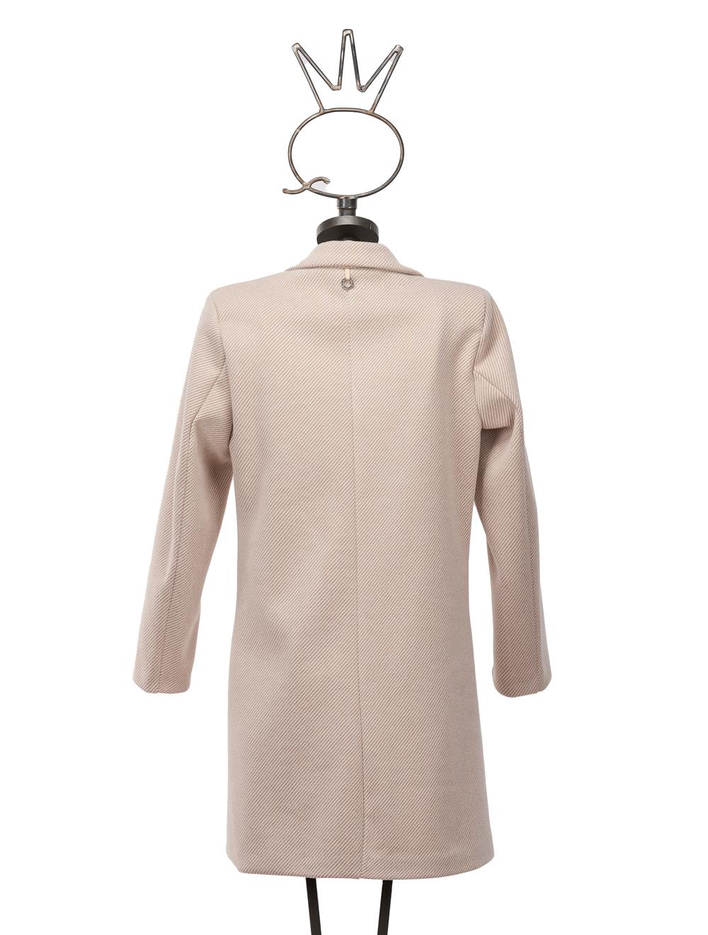 Save The Queen Cappotto corto bianco panna spigato beige con applicazioni Vendite Flash