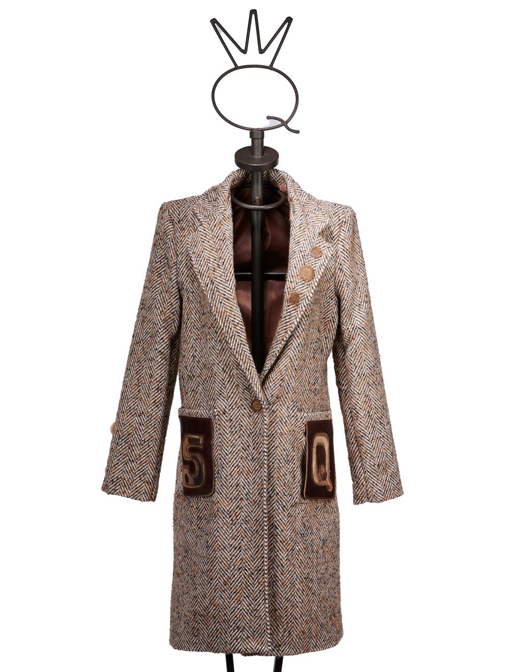 Save The Queen Cappotto spigato marrone e beige Negozio