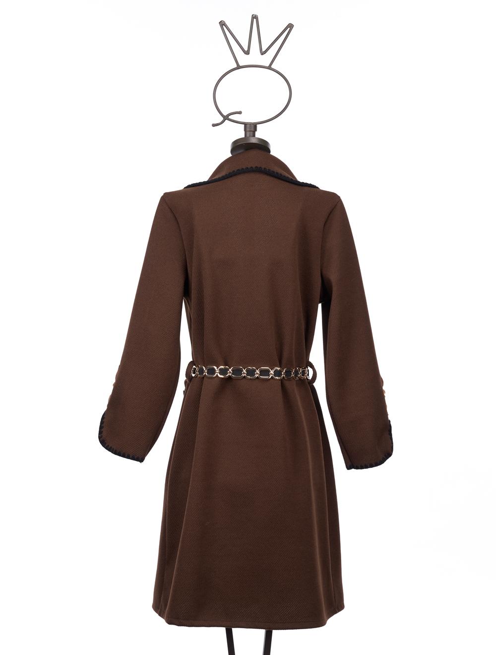 Save The Queen Cappotto marrone con bordi ricamati Moda