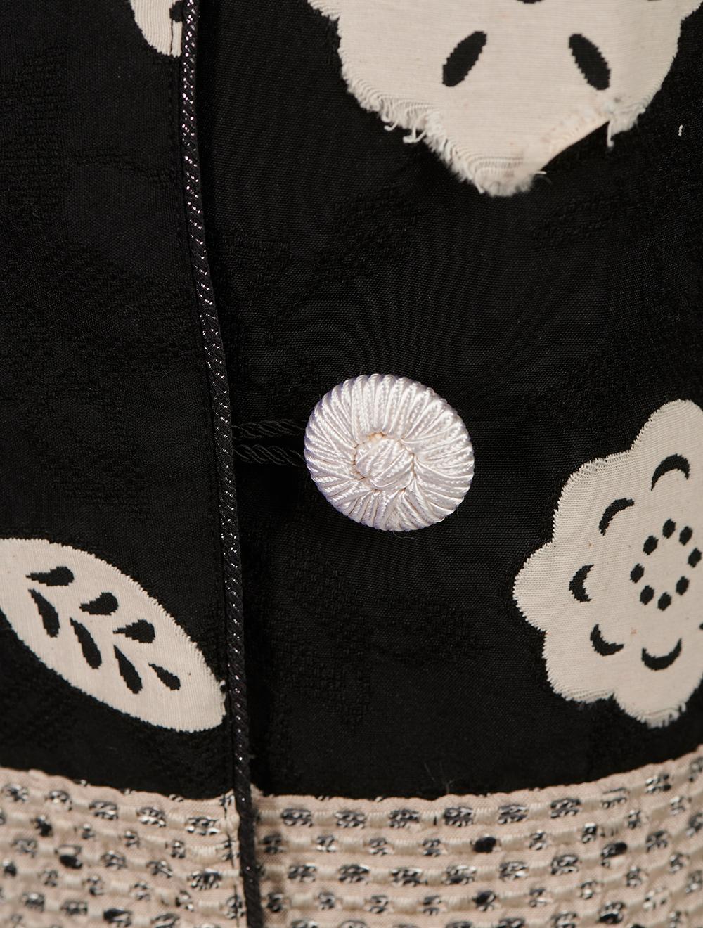 Save The Queen Spolverino 7/8 ecrù e nero in tessuti stampati operati e ricamati Offerta esclusiva