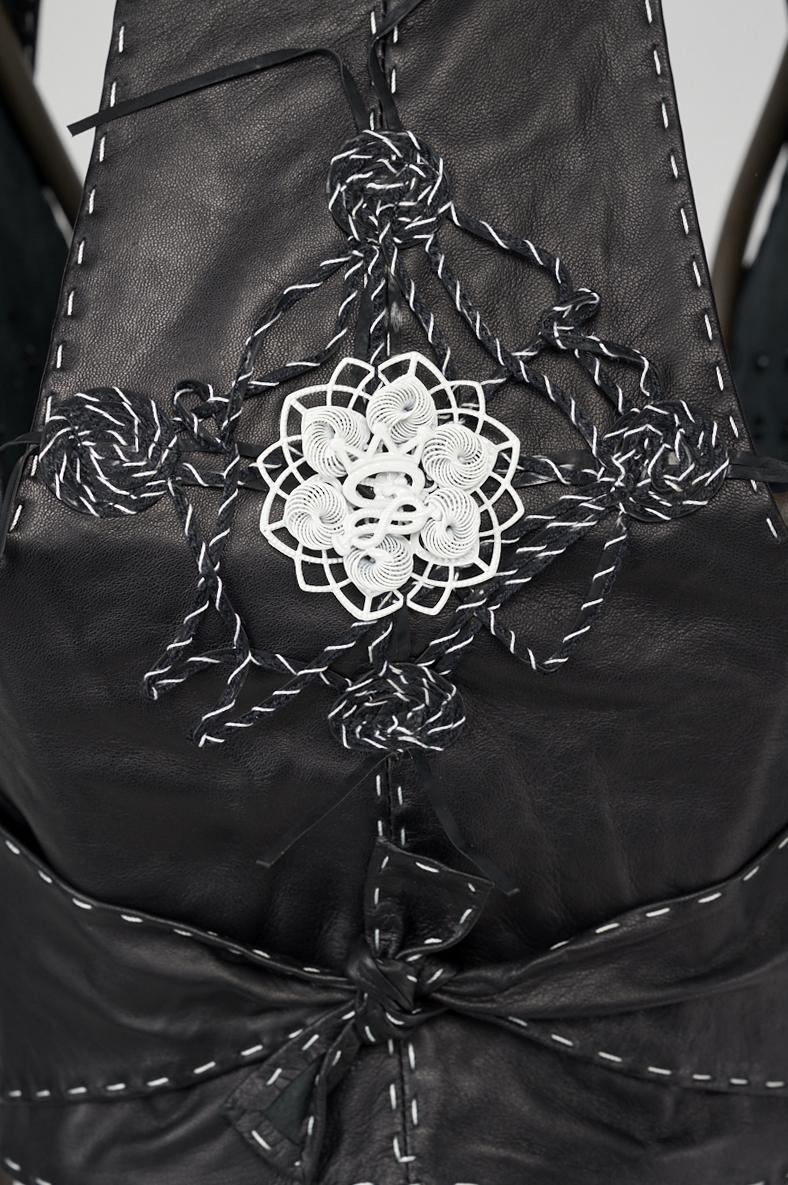 Save The Queen Gilet in vera pelle nera Offerta per la Festa della Mamma