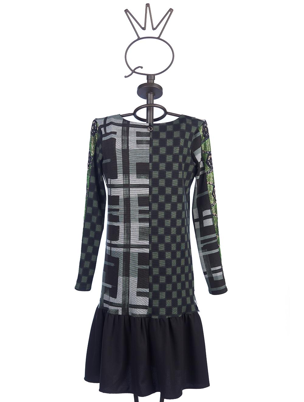 Save The Queen Vestito corto con stampa a quadri rouches e ricami Sconti VIP