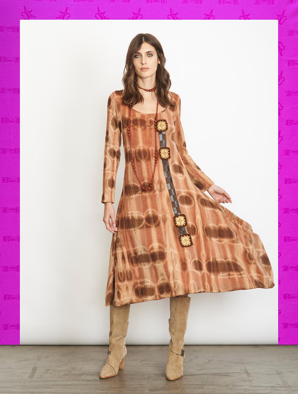 Save The Queen Vestito longuette in jersey di lana con stampa tie dye Promozione temporanea