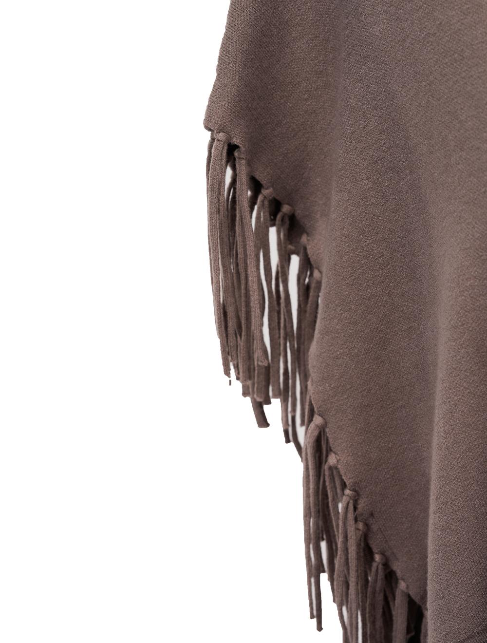 Save The Queen Maglia poncho color tortora in viscosa con applicazioni Sconti questo mese