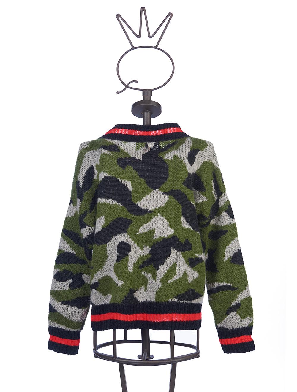 Save The Queen Maglia jacquard con disegno camouflage in lana mohair Pezzi Unici