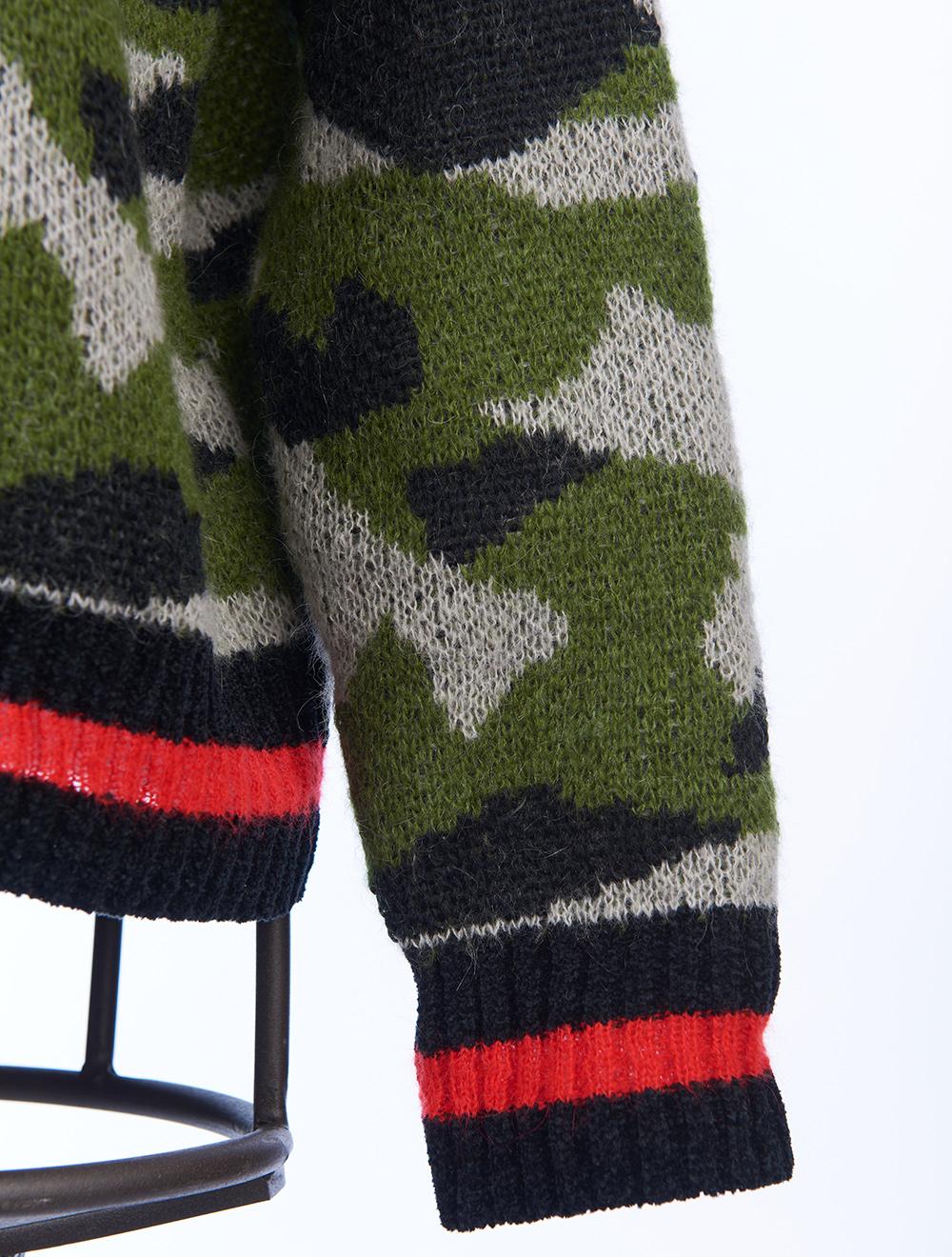 Save The Queen Maglia jacquard con disegno camouflage in lana mohair Pezzi Unici