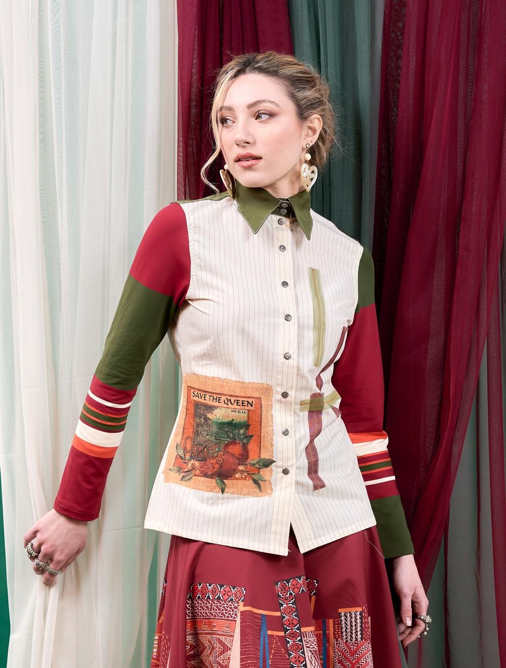 Save The Queen Camicia a righe con stampa Shopping Online