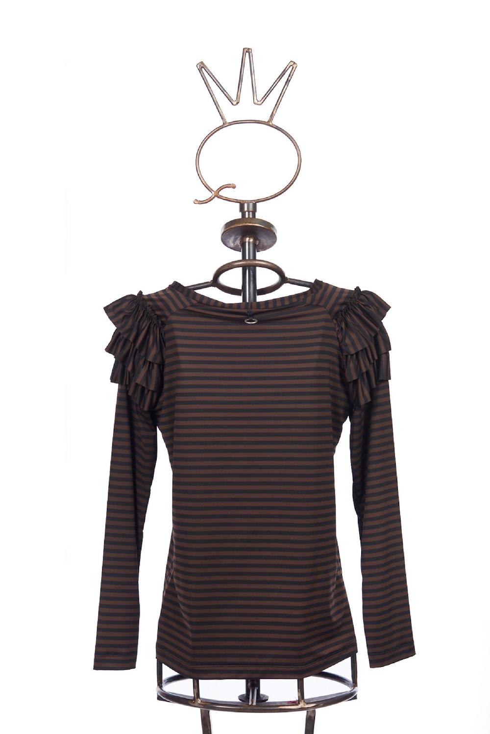 Save The Queen t-shirt a righe marroni e nere Outlet