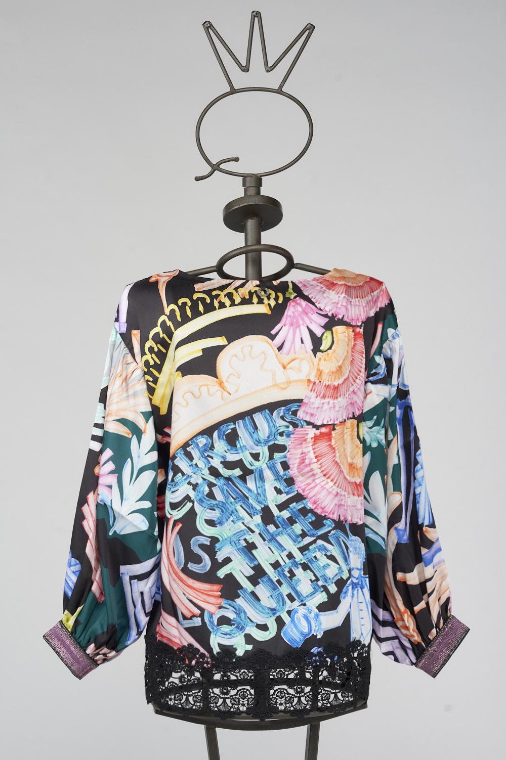 Save The Queen Blusa in raso con stampa dedicata al Circo Offerte