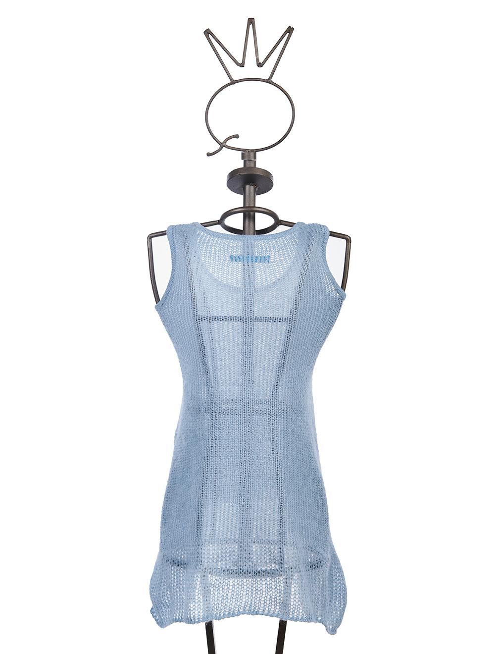 Save The Queen Tunica celeste in lana mohair con ricamo Offerta Anniversario