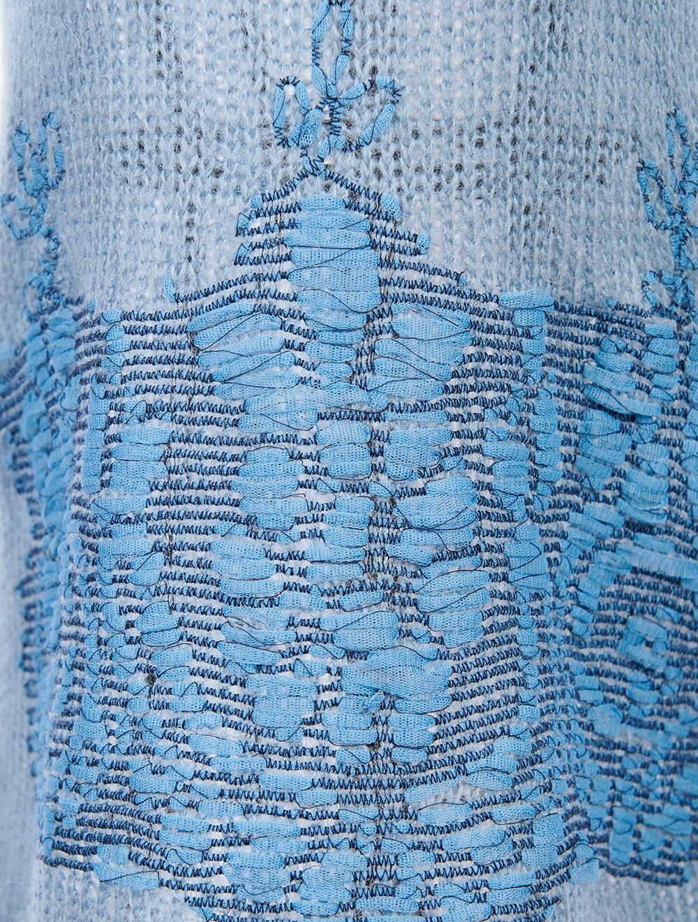 Save The Queen Tunica celeste in lana mohair con ricamo Offerta Anniversario