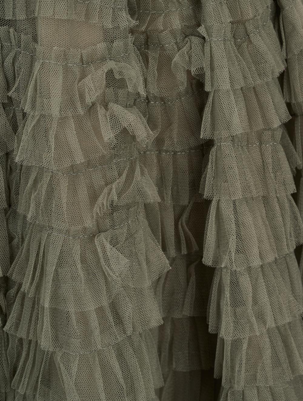 Save The Queen Gonna lunga a balze in tulle verde militare Nuovi prodotti