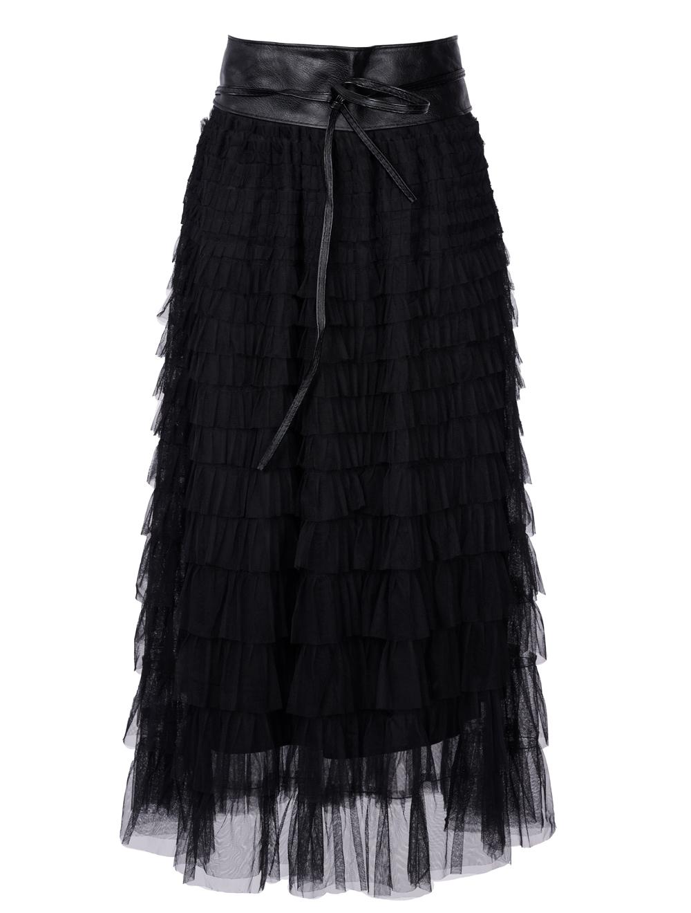 Save The Queen Gonna lunga a balze in tulle nero Bestseller