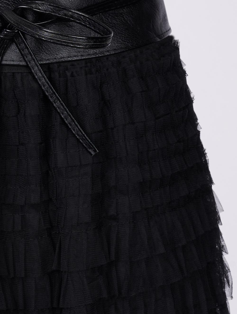 Save The Queen Gonna lunga a balze in tulle nero Bestseller