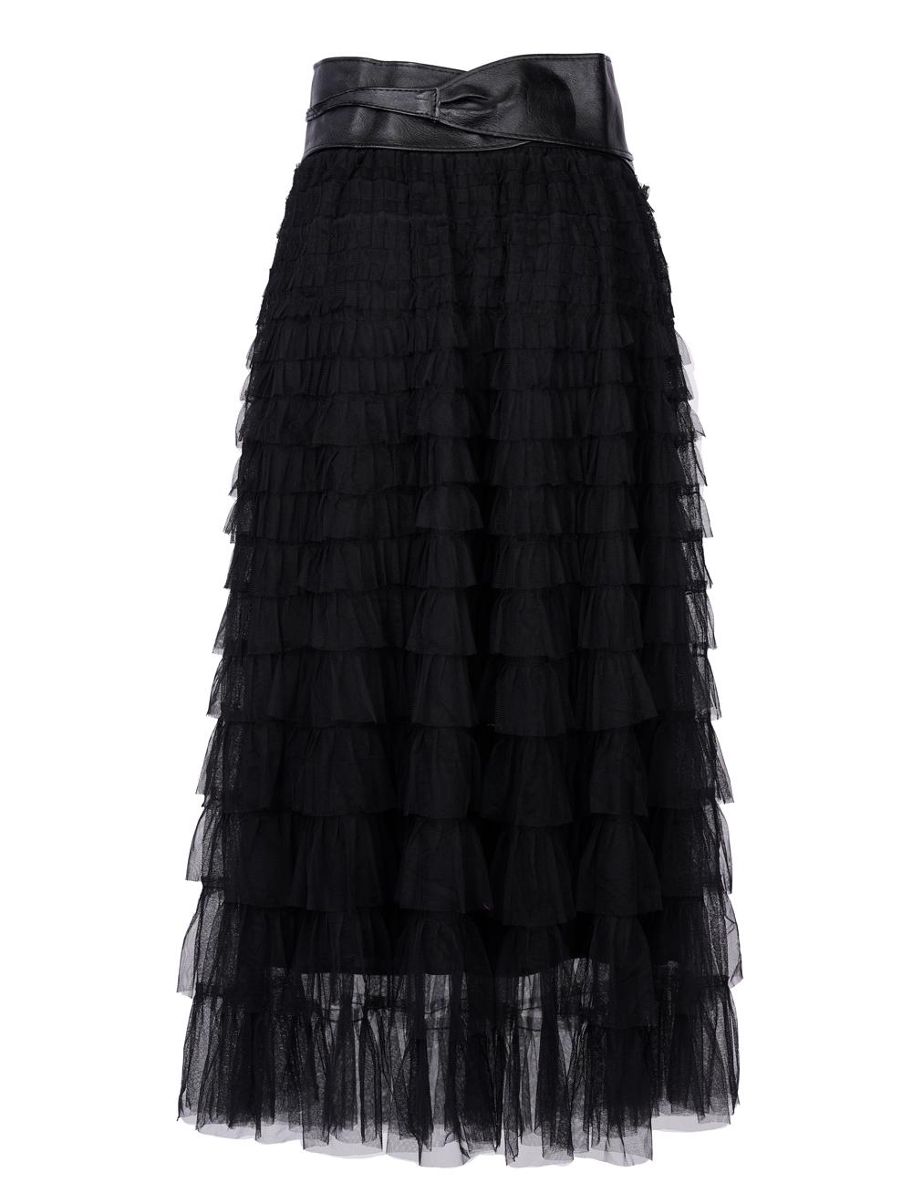 Save The Queen Gonna lunga a balze in tulle nero Bestseller