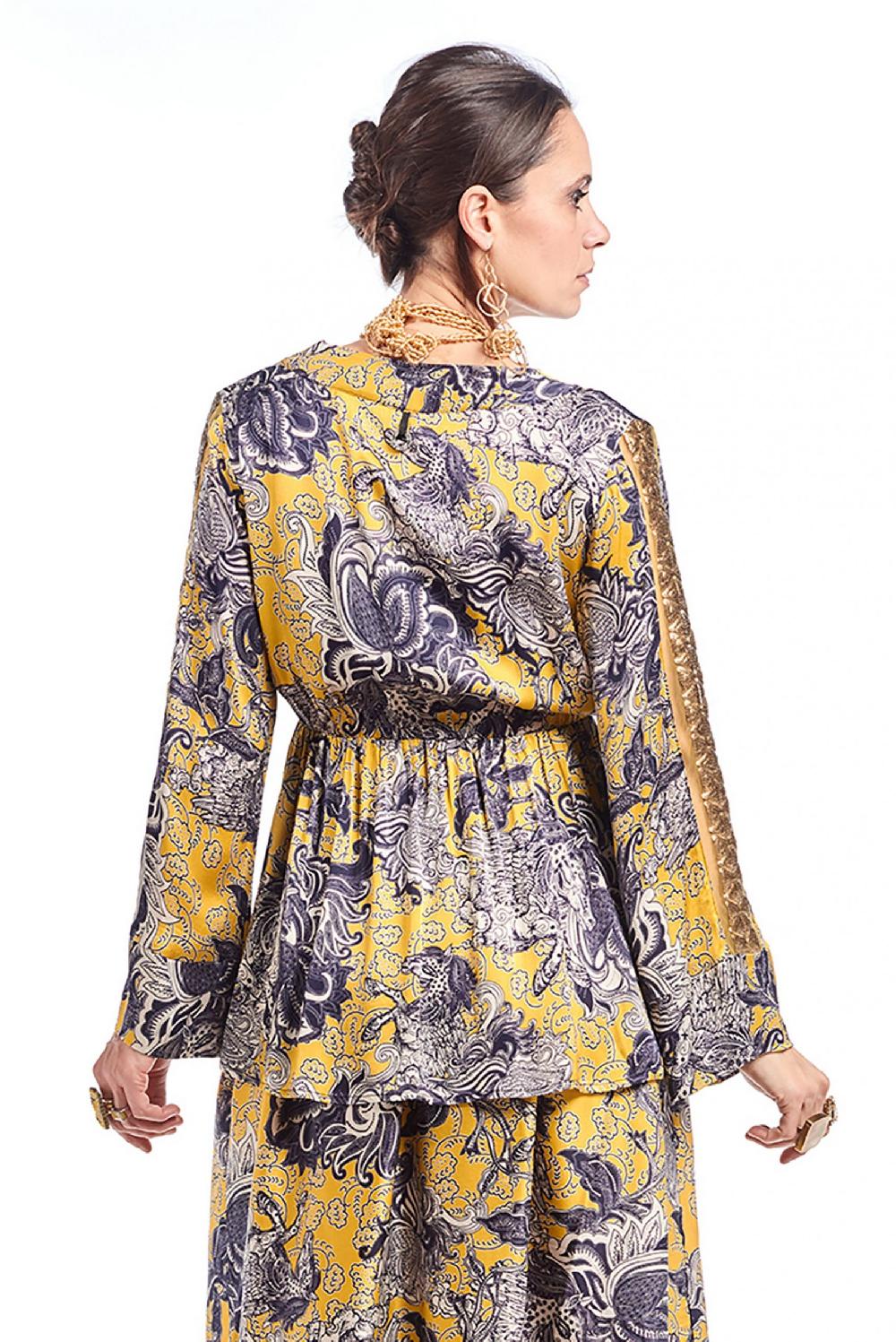 Save The Queen Blusa in raso con stampa rinascimentale Prezzo basso