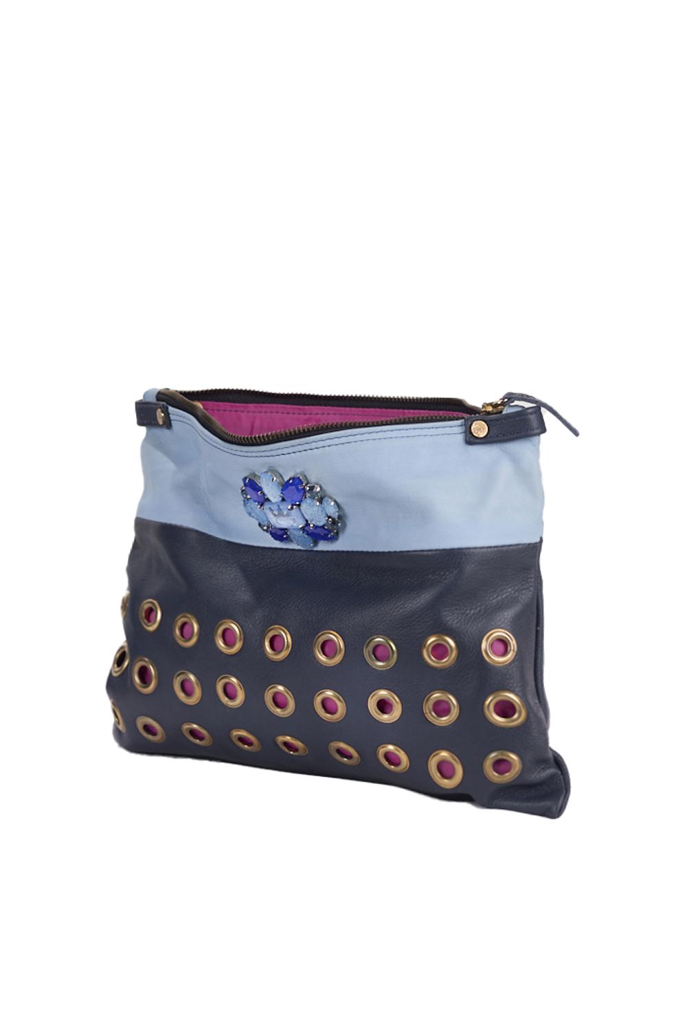 Save The Queen Pochette in pelle celeste e blu Affare Del Giorno