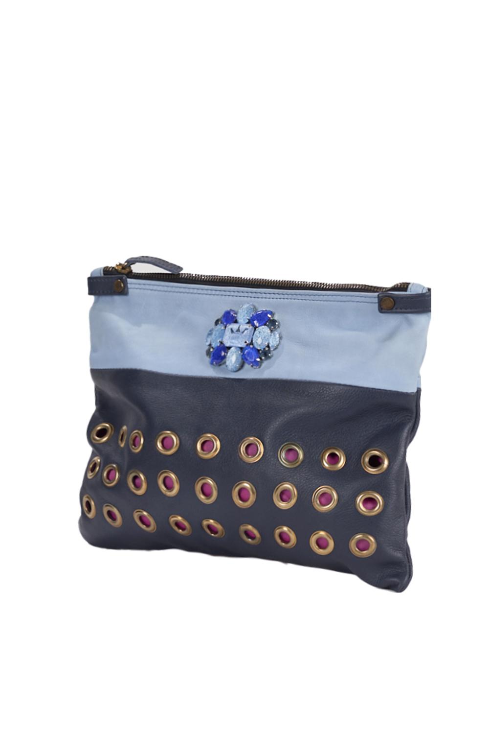 Save The Queen Pochette in pelle celeste e blu Affare Del Giorno