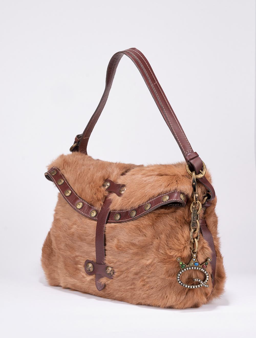 Save The Queen Borsa in lapin color biscotto Sottocosto